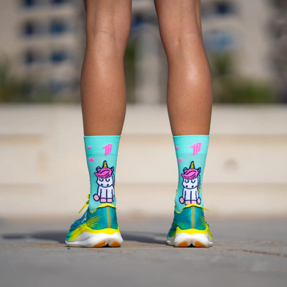 Chaussettes running SPORCKS licorne bleue