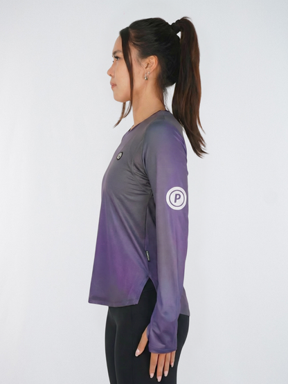 T-shirt running manches longues femme Purpose Hypermesh ELITE violet – vue 3