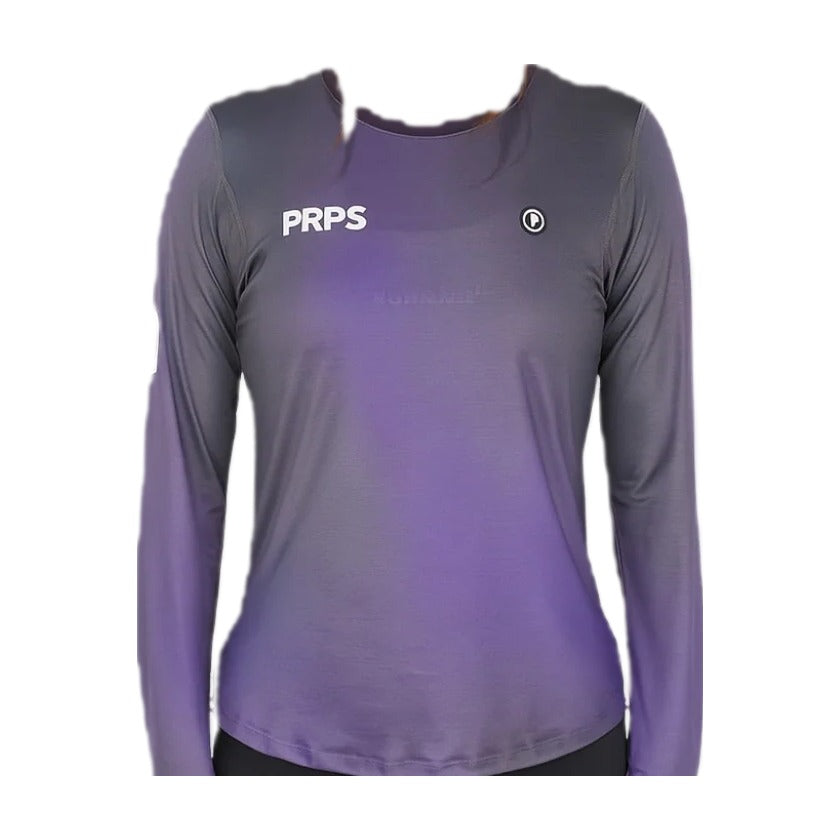 T-shirt running manches longues femme Purpose Hypermesh ELITE violet – produit seul sur fond blanc